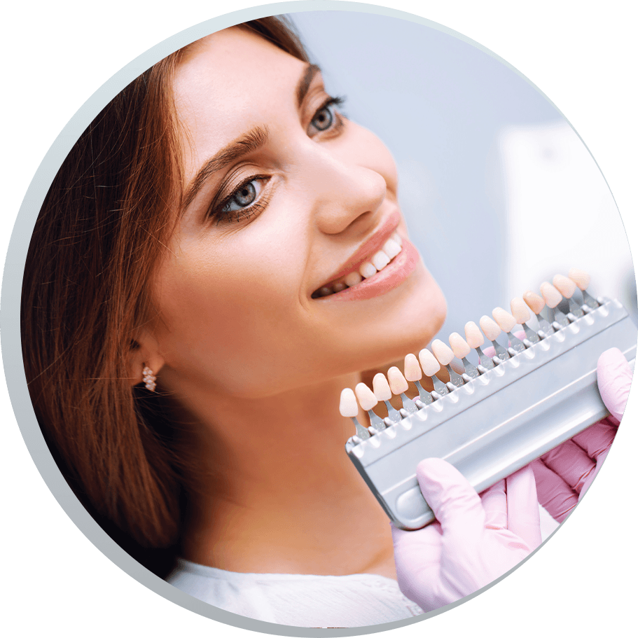dental patient smiling with porcelain veneers